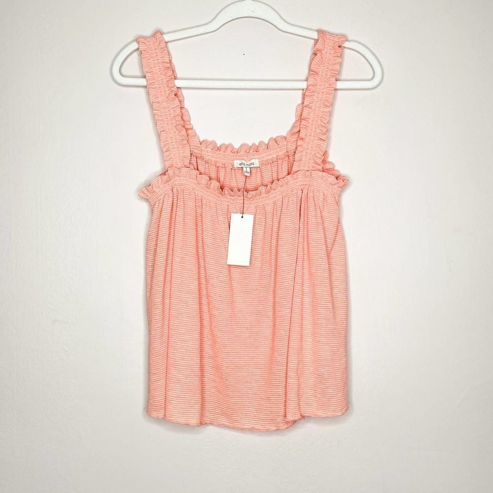 Ella Moss Addy Knit Striped Ruffle Tank